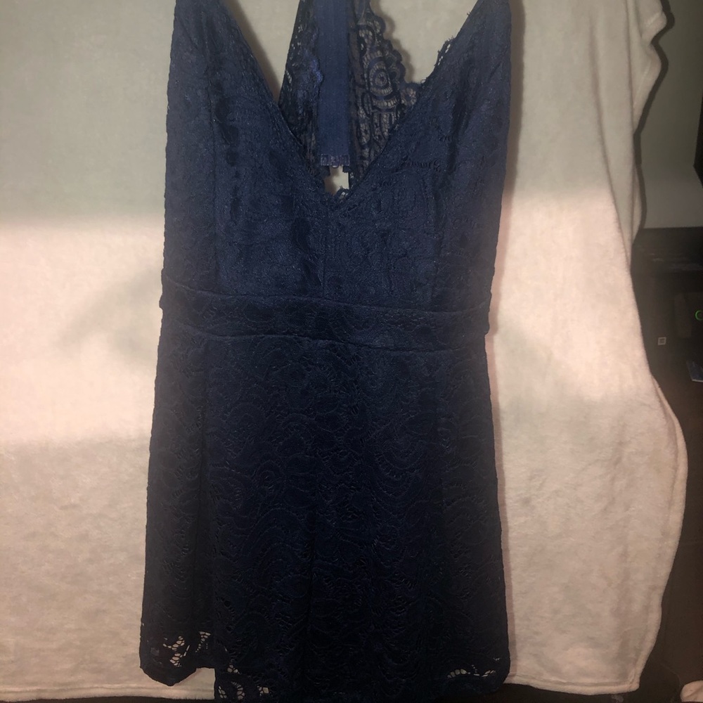 Blue lace romper